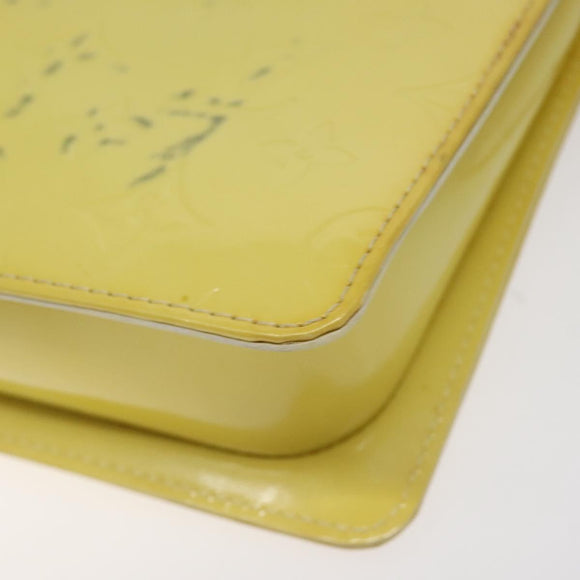 LOUIS VUITTON Monogram Vernis Motto Pouch Lime Yellow M91059 LV Auth bs25692