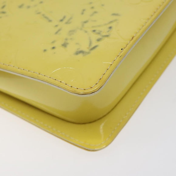 LOUIS VUITTON Monogram Vernis Motto Pouch Lime Yellow M91059 LV Auth bs25692
