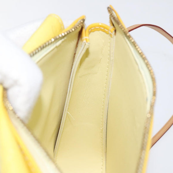 LOUIS VUITTON Monogram Vernis Motto Pouch Lime Yellow M91059 LV Auth bs25692