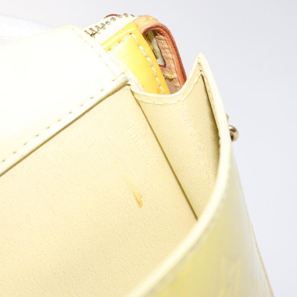 LOUIS VUITTON Monogram Vernis Motto Pouch Lime Yellow M91059 LV Auth bs25692
