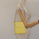 LOUIS VUITTON Monogram Vernis Motto Pouch Lime Yellow M91059 LV Auth bs25692-22
