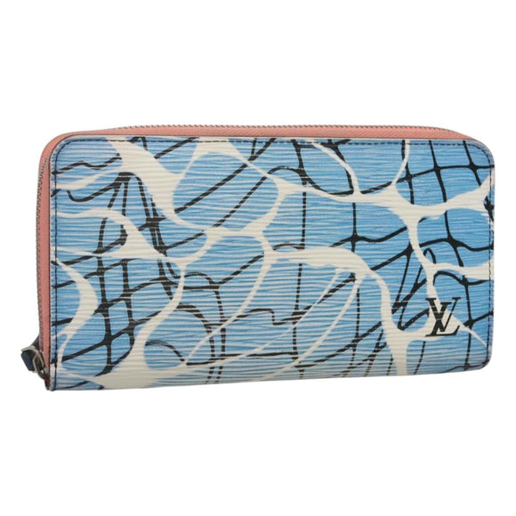 LOUIS VUITTON Epi Aqua Pattern Zippy Wallet Long Wallet Blue M56233 Auth bs25694