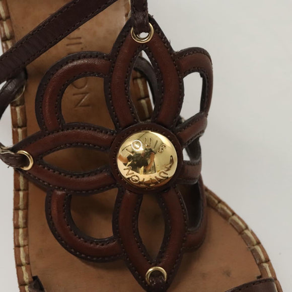 LOUIS VUITTON Pumps Leather Brown LV Auth bs25696