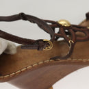 LOUIS VUITTON Pumps Leather Brown LV Auth bs25696-14