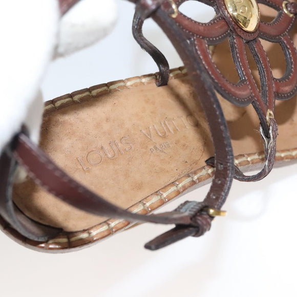 LOUIS VUITTON Pumps Leather Brown LV Auth bs25696