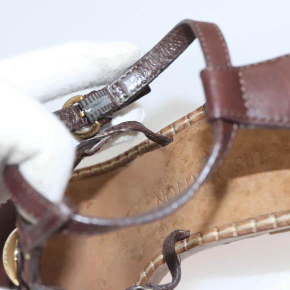 LOUIS VUITTON Pumps Leather Brown LV Auth bs25696
