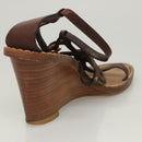 LOUIS VUITTON Pumps Leather Brown LV Auth bs25696-21