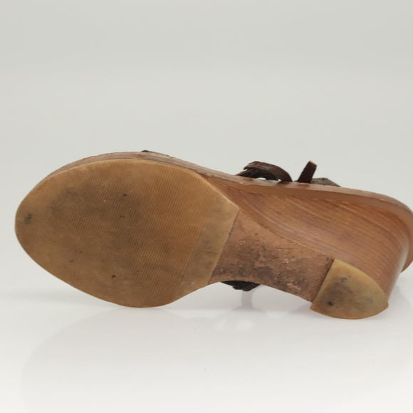 LOUIS VUITTON Pumps Leather Brown LV Auth bs25696