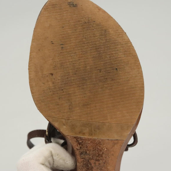 LOUIS VUITTON Pumps Leather Brown LV Auth bs25696