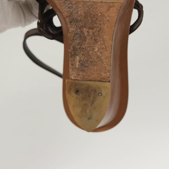 LOUIS VUITTON Pumps Leather Brown LV Auth bs25696