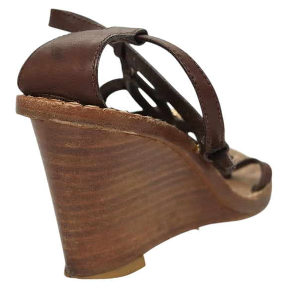 LOUIS VUITTON Pumps Leather Brown LV Auth bs25696