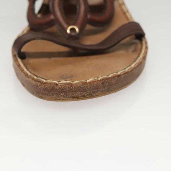 LOUIS VUITTON Pumps Leather Brown LV Auth bs25696