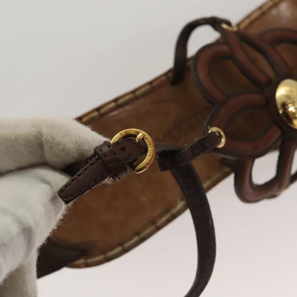 LOUIS VUITTON Pumps Leather Brown LV Auth bs25696