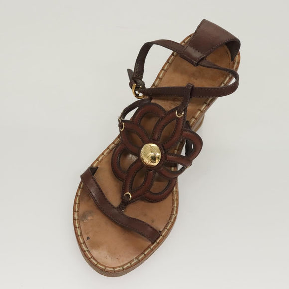 LOUIS VUITTON Pumps Leather Brown LV Auth bs25696