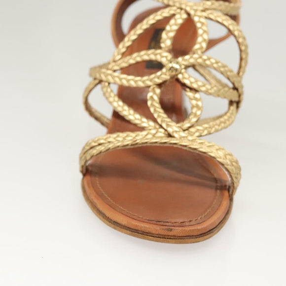 LOUIS VUITTON Pumps Leather Brown LV Auth bs25697