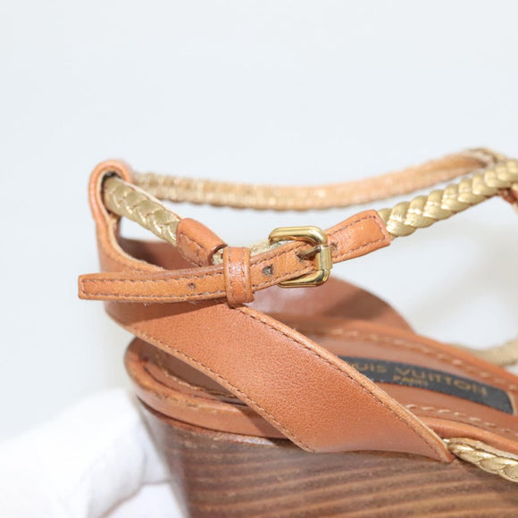 LOUIS VUITTON Pumps Leather Brown LV Auth bs25697