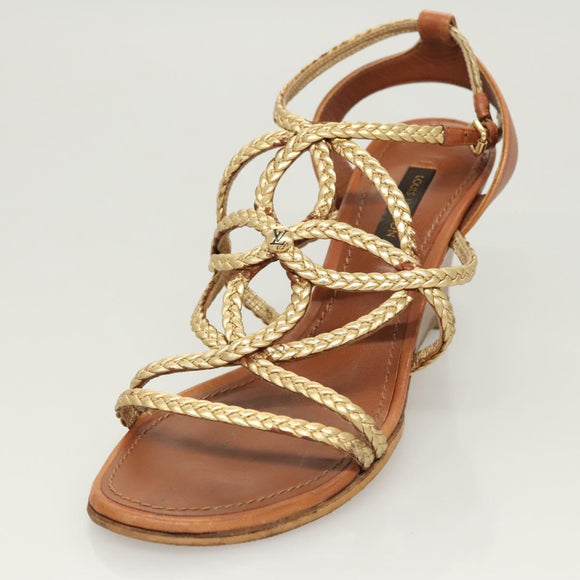 LOUIS VUITTON Pumps Leather Brown LV Auth bs25697