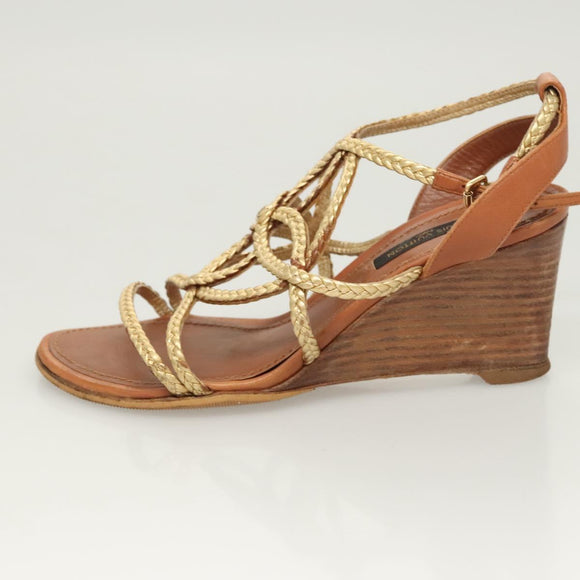 LOUIS VUITTON Pumps Leather Brown LV Auth bs25697