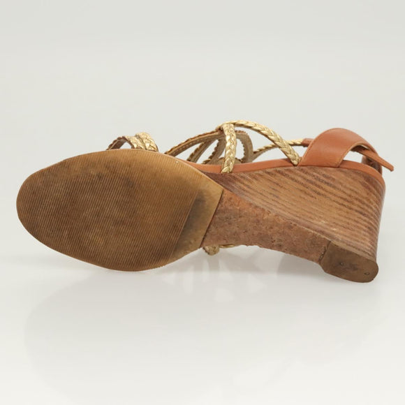 LOUIS VUITTON Pumps Leather Brown LV Auth bs25697