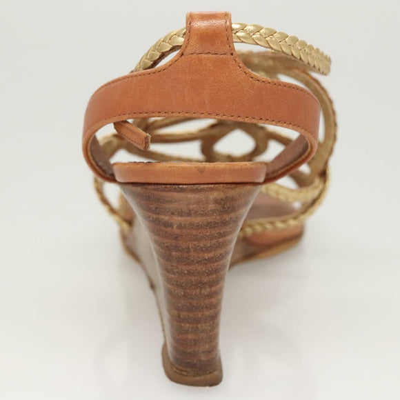 LOUIS VUITTON Pumps Leather Brown LV Auth bs25697