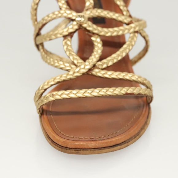 LOUIS VUITTON Pumps Leather Brown LV Auth bs25697