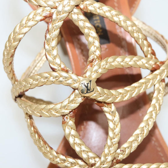 LOUIS VUITTON Pumps Leather Brown LV Auth bs25697