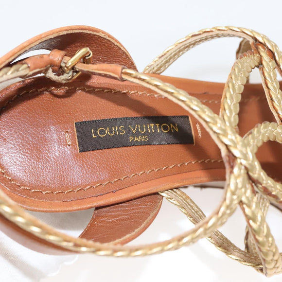 LOUIS VUITTON Pumps Leather Brown LV Auth bs25697