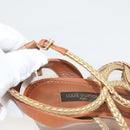 LOUIS VUITTON Pumps Leather Brown LV Auth bs25697-33