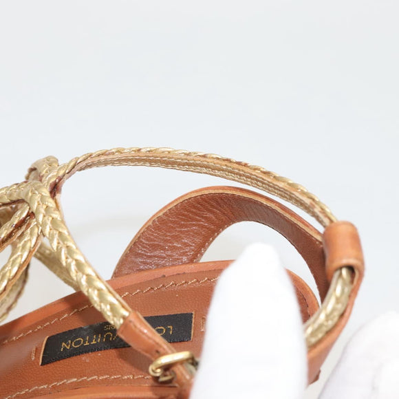 LOUIS VUITTON Pumps Leather Brown LV Auth bs25697