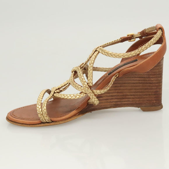 LOUIS VUITTON Pumps Leather Brown LV Auth bs25697