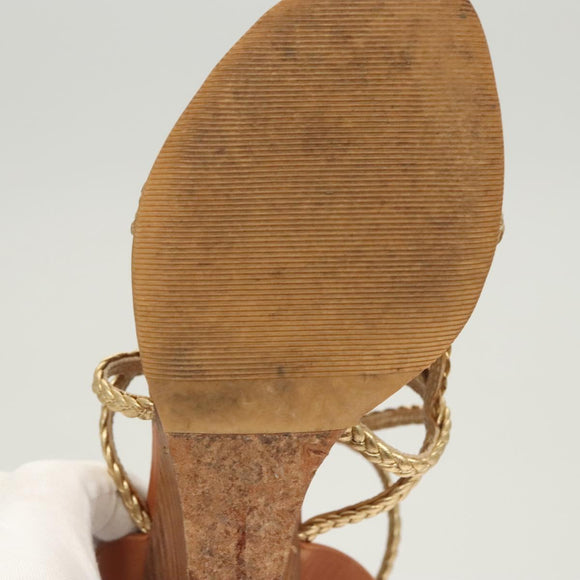 LOUIS VUITTON Pumps Leather Brown LV Auth bs25697