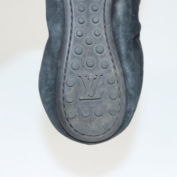 LOUIS VUITTON Pumps Suede Black LV Auth bs25699
