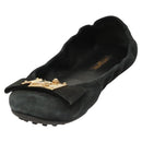 LOUIS VUITTON Pumps Suede Black LV Auth bs25699-2