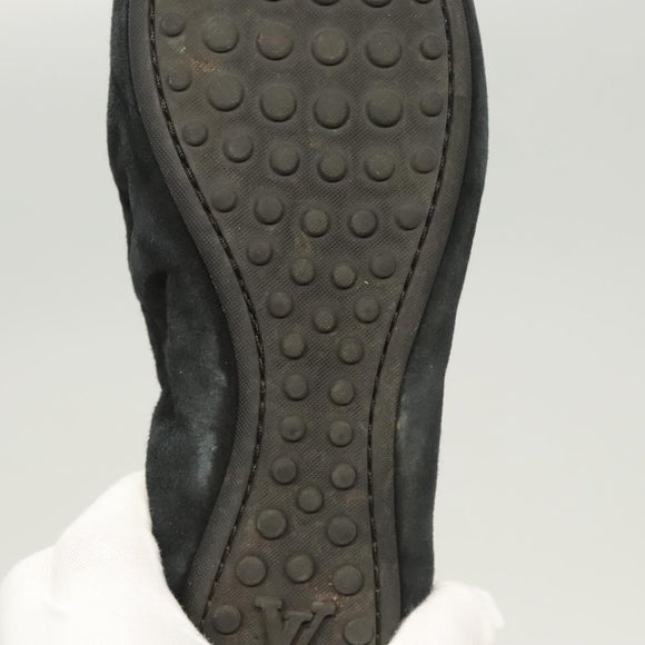 LOUIS VUITTON Pumps Suede Black LV Auth bs25699