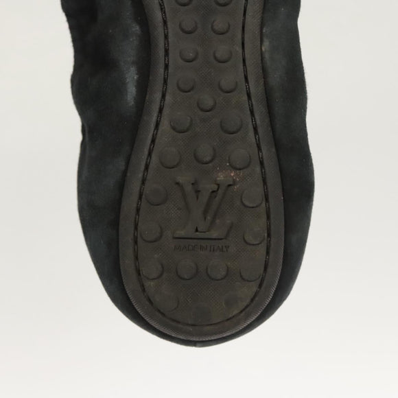 LOUIS VUITTON Pumps Suede Black LV Auth bs25699