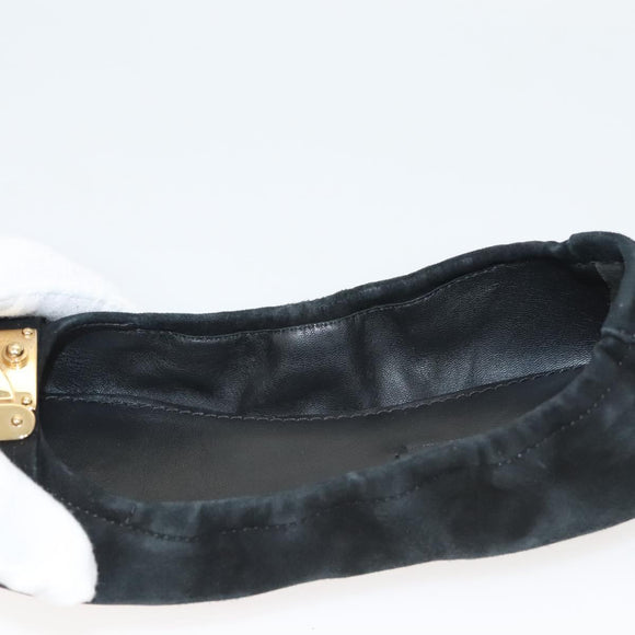 LOUIS VUITTON Pumps Suede Black LV Auth bs25699