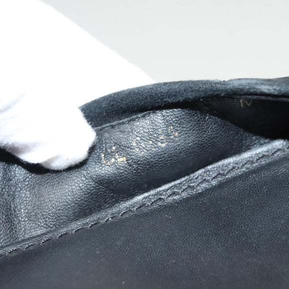 LOUIS VUITTON Pumps Suede Black LV Auth bs25699