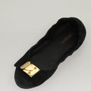LOUIS VUITTON Pumps Suede Black LV Auth bs25699-6