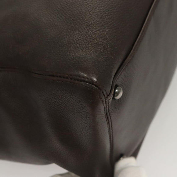 CHANEL Shoulder Bag Caviar Skin Brown CC Auth bs25719