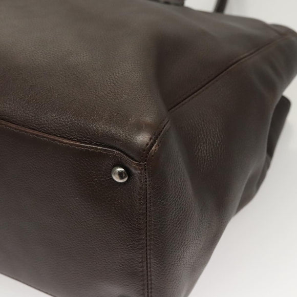 CHANEL Shoulder Bag Caviar Skin Brown CC Auth bs25719