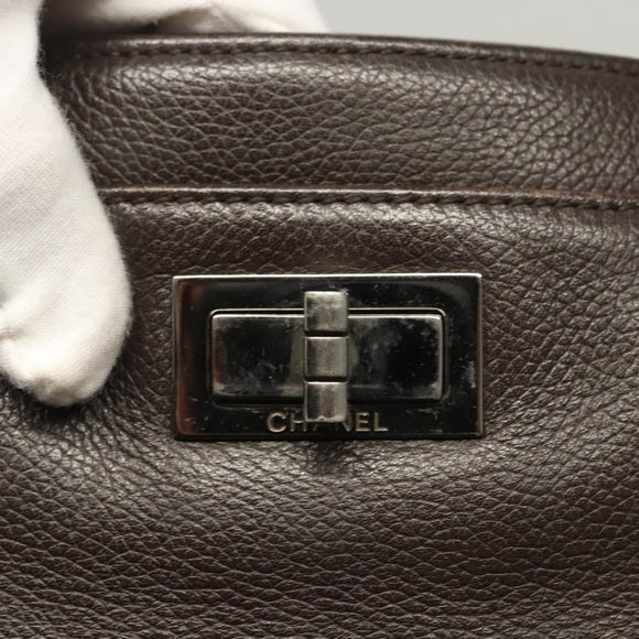 CHANEL Shoulder Bag Caviar Skin Brown CC Auth bs25719