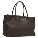 CHANEL Shoulder Bag Caviar Skin Brown CC Auth bs25719-1