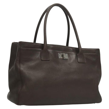 CHANEL Shoulder Bag Caviar Skin Brown CC Auth bs25719