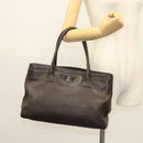 CHANEL Shoulder Bag Caviar Skin Brown CC Auth bs25719-29