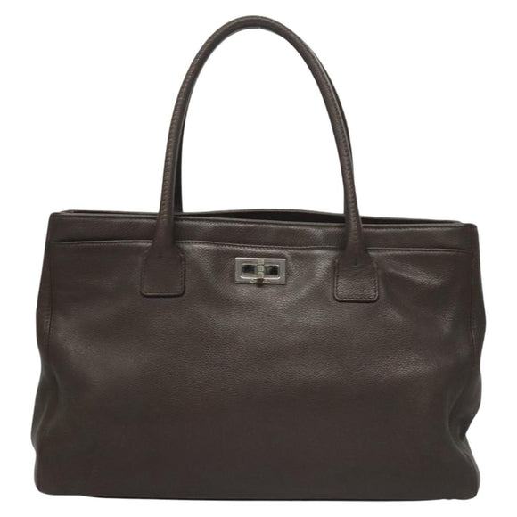 CHANEL Shoulder Bag Caviar Skin Brown CC Auth bs25719