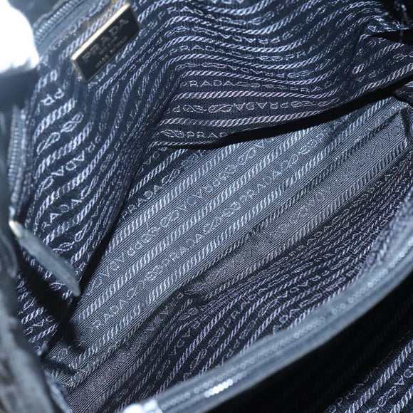 PRADA Shoulder Bag Nylon Black Silver Auth bs25727