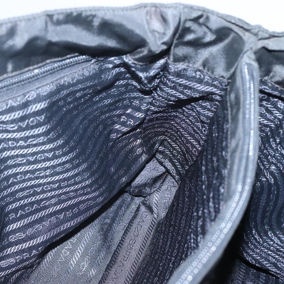 PRADA Shoulder Bag Nylon Black Silver Auth bs25727