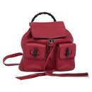 GUCCI Bamboo Backpack Leather Outlet Pink 370833 Auth bs25742-1