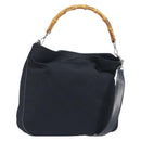 GUCCI Bamboo Handtasche Canvas 2-Wege Navy Silber 001 1577 Auth bs25743-1