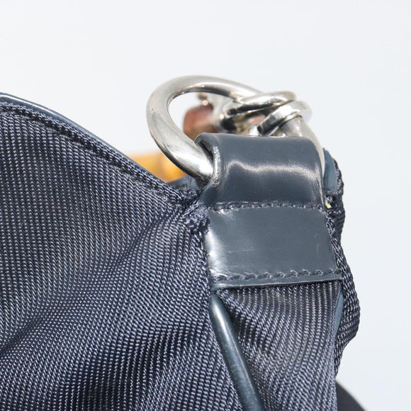 GUCCI Bamboo Handtasche Canvas 2-Wege Navy Silber 001 1577 Auth bs25743